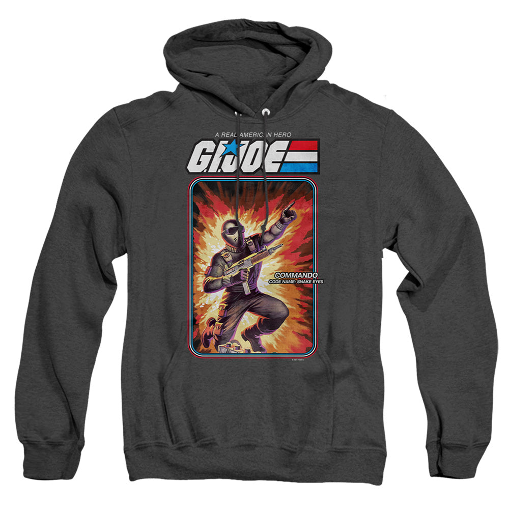 G.I. JOE/SNAKE EYES CARD - ADULT HEATHER HOODIE - BLACK