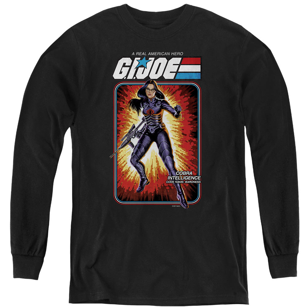 G.I. JOE/BARONESS CARD - YOUTH LONG SLEEVE TEE - BLACK