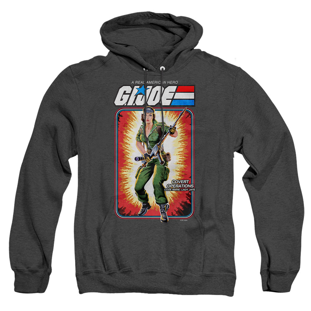 G.I. JOE/LADY JAYE CARD - ADULT HEATHER HOODIE - BLACK