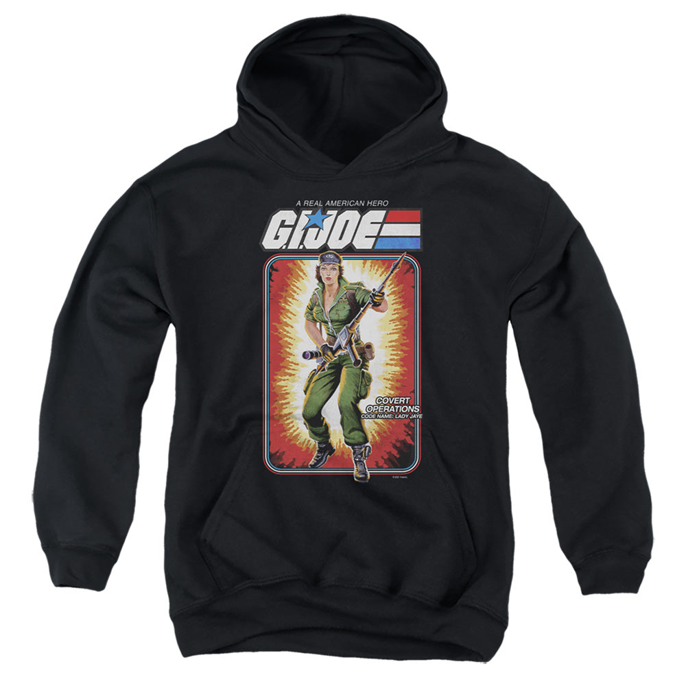 G.I. JOE/LADY JAYE CARD - YOUTH PULLOVER HOODIE - BLACK