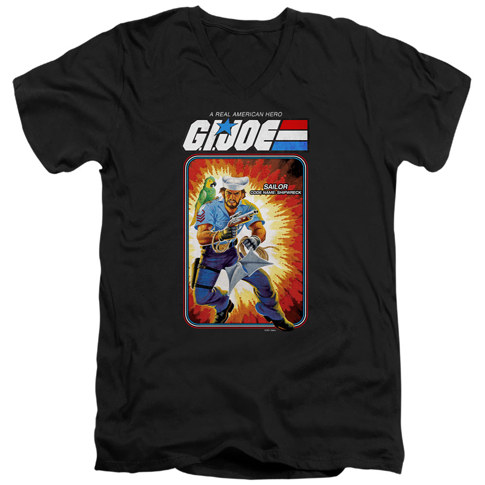 G.I. JOE/SHIPWRECK CARD - S/S ADULT V-NECK 30/1 - BLACK