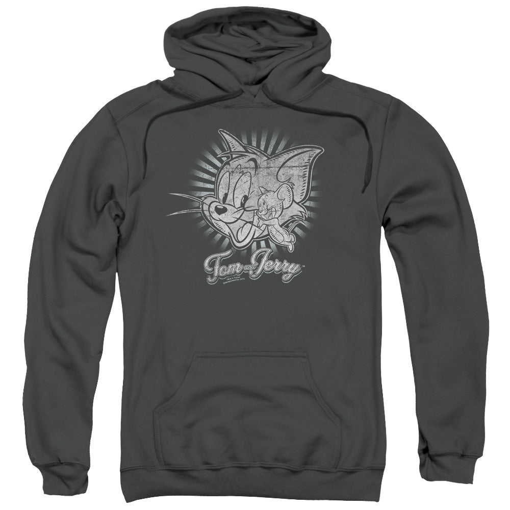 TOM AND JERRY/CLASSIC PALS - ADULT PULLOVER HOODIE - CHARCOAL