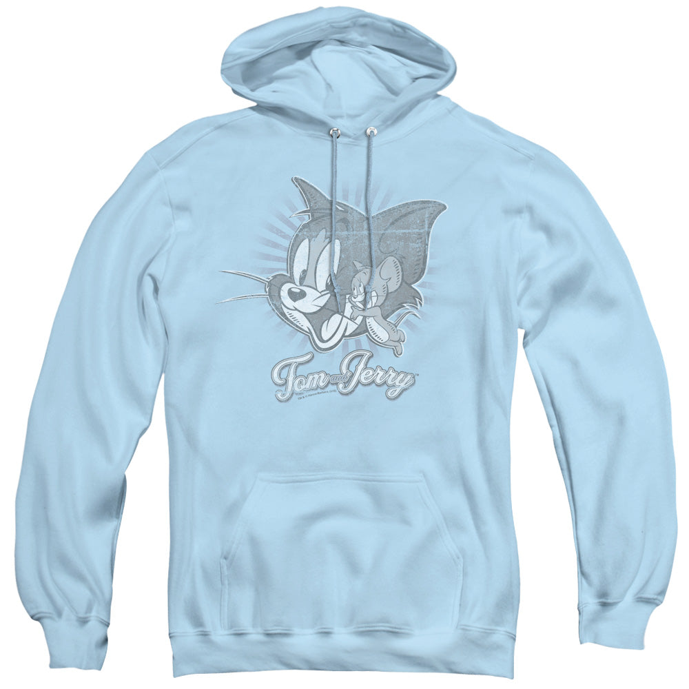 TOM AND JERRY/CLASSIC PALS - ADULT PULLOVER HOODIE - LIGHT BLUE