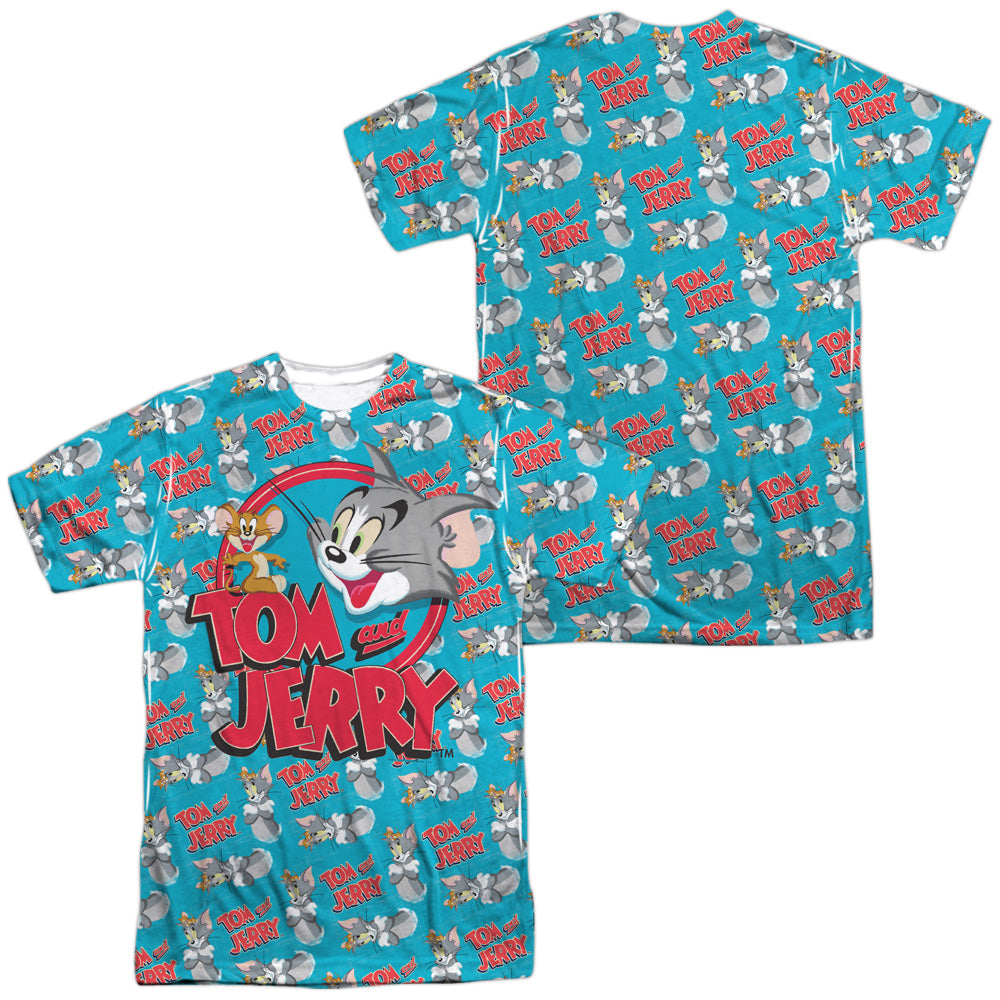 TOM AND JERRY/DOUBLE TROUBLE (FRONT/BACK PRINT) - S/S ADULT POLY CREW - MULTI