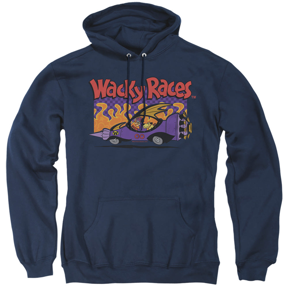 WACKY RACES/WACKY RACES LOGO - ADULT PULLOVER HOODIE -  NAVY