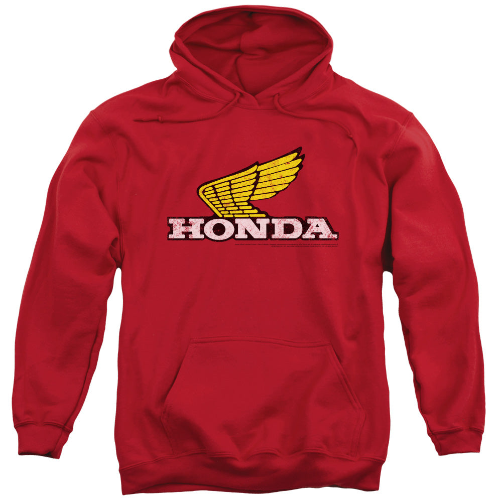 HONDA/YELLOW WING LOGO - ADULT PULLOVER HOODIE - RED