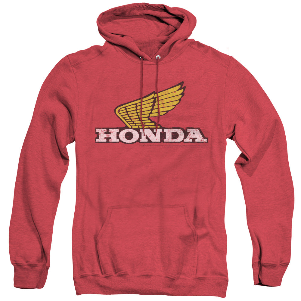 HONDA/YELLOW WING LOGO - ADULT HEATHER HOODIE - RED