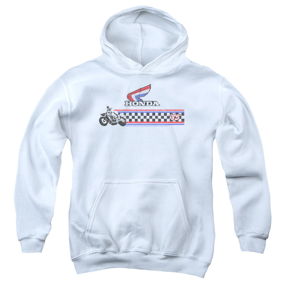 HONDA/1985 RED WHITE BLUE - YOUTH PULLOVER HOODIE - WHITE
