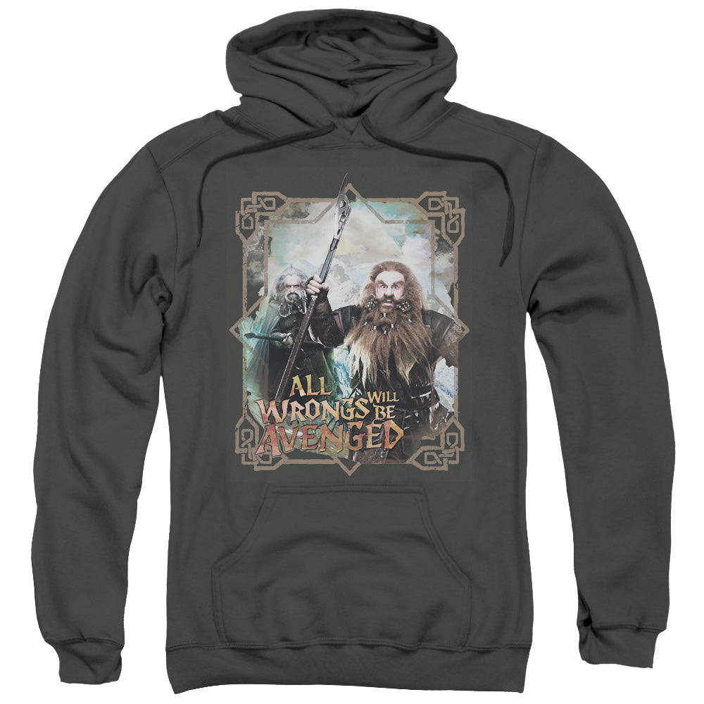 THE HOBBIT/WRONGS AVENGED - ADULT PULLOVER HOODIE - CHARCOAL