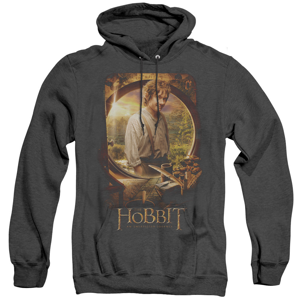 THE HOBBIT/BILBO POSTER - ADULT HEATHER HOODIE - BLACK