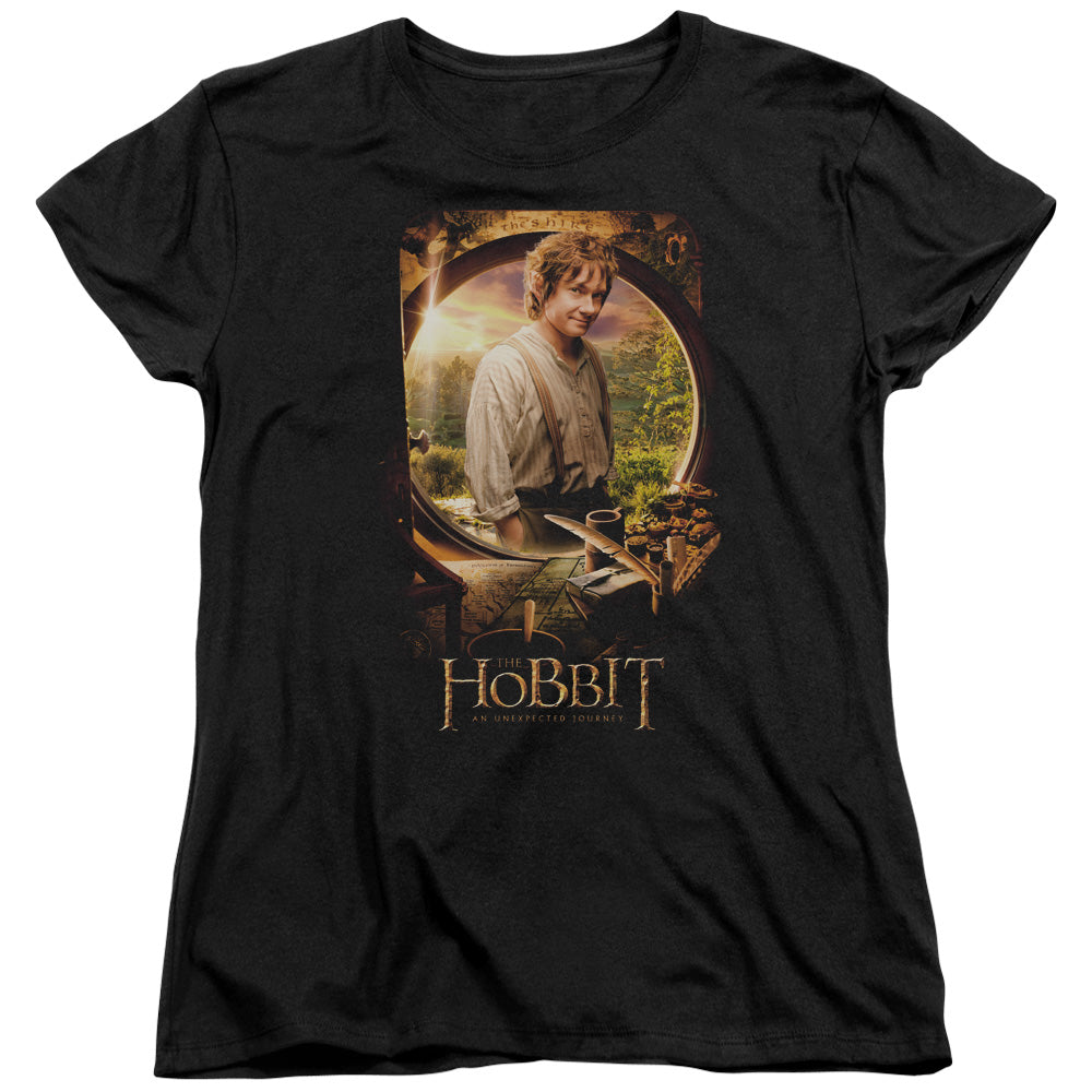 THE HOBBIT/BILBO POSTER - S/S WOMENS TEE - BLACK