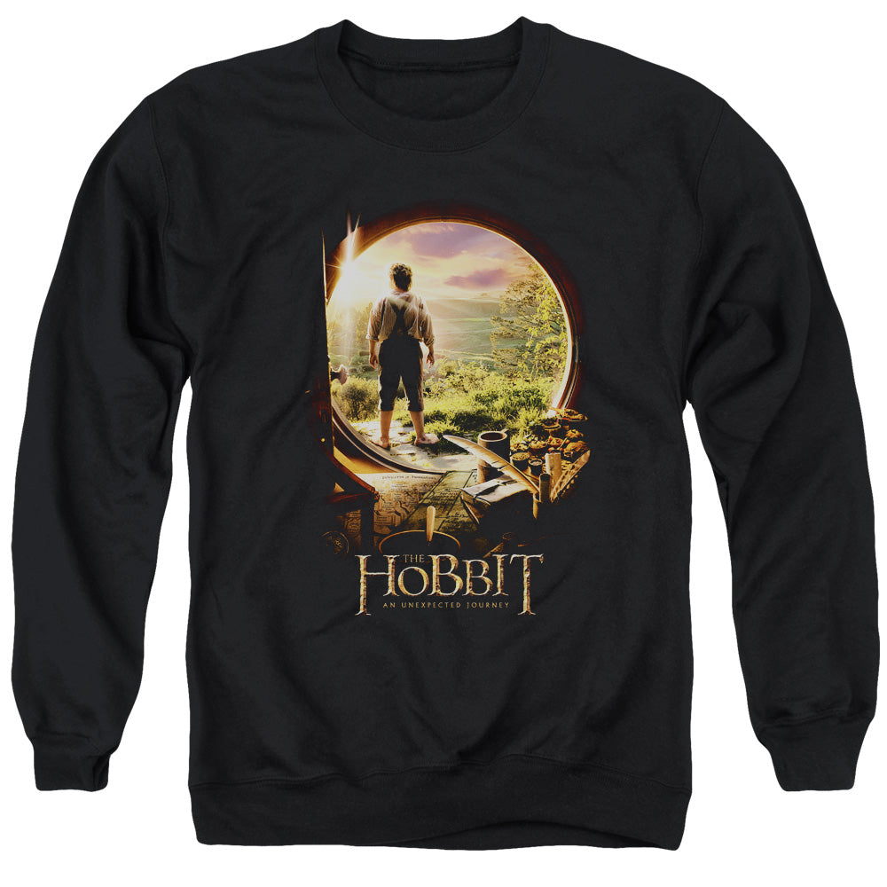 THE HOBBIT/HOBBIT IN DOOR - ADULT CREWNECK SWEATSHIRT - BLACK