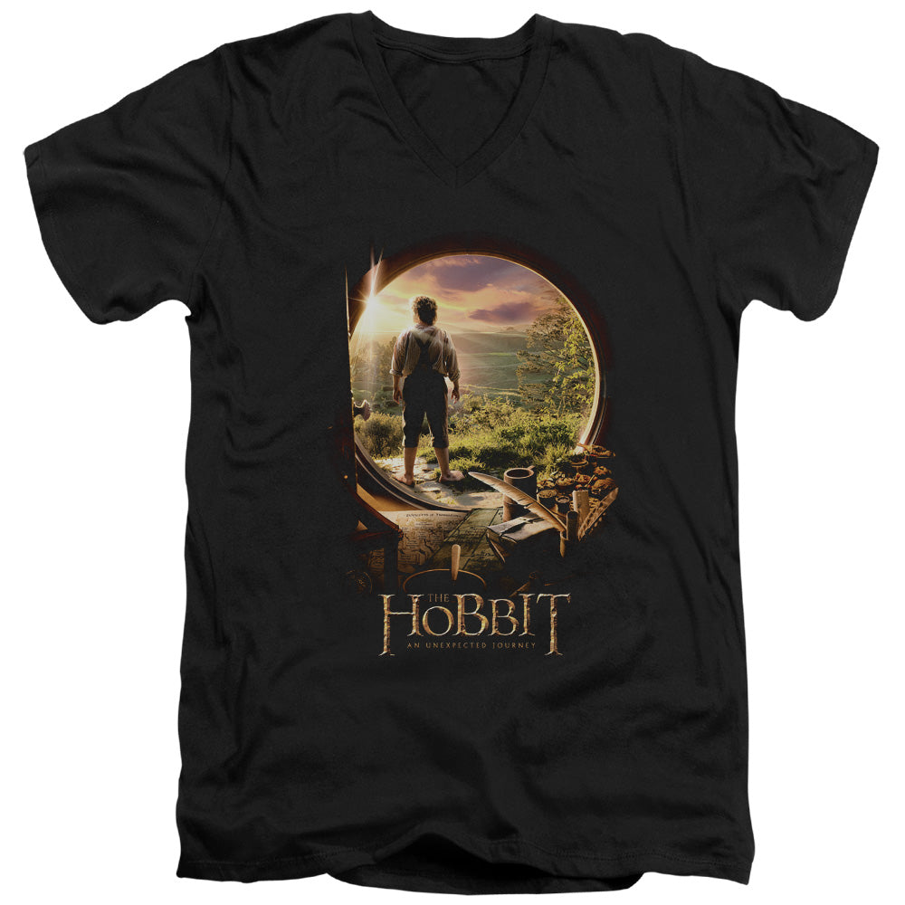 THE HOBBIT/HOBBIT IN DOOR - S/S ADULT V-NECK 30/1 - BLACK