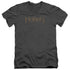 THE HOBBIT/DISTRESSED LOGO - S/S ADULT V-NECK 30/1 - CHARCOAL