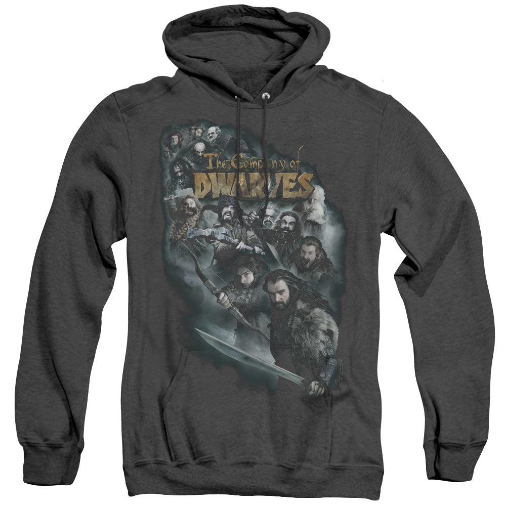 THE HOBBIT/COMPANY OF DWARVES - ADULT HEATHER HOODIE - BLACK