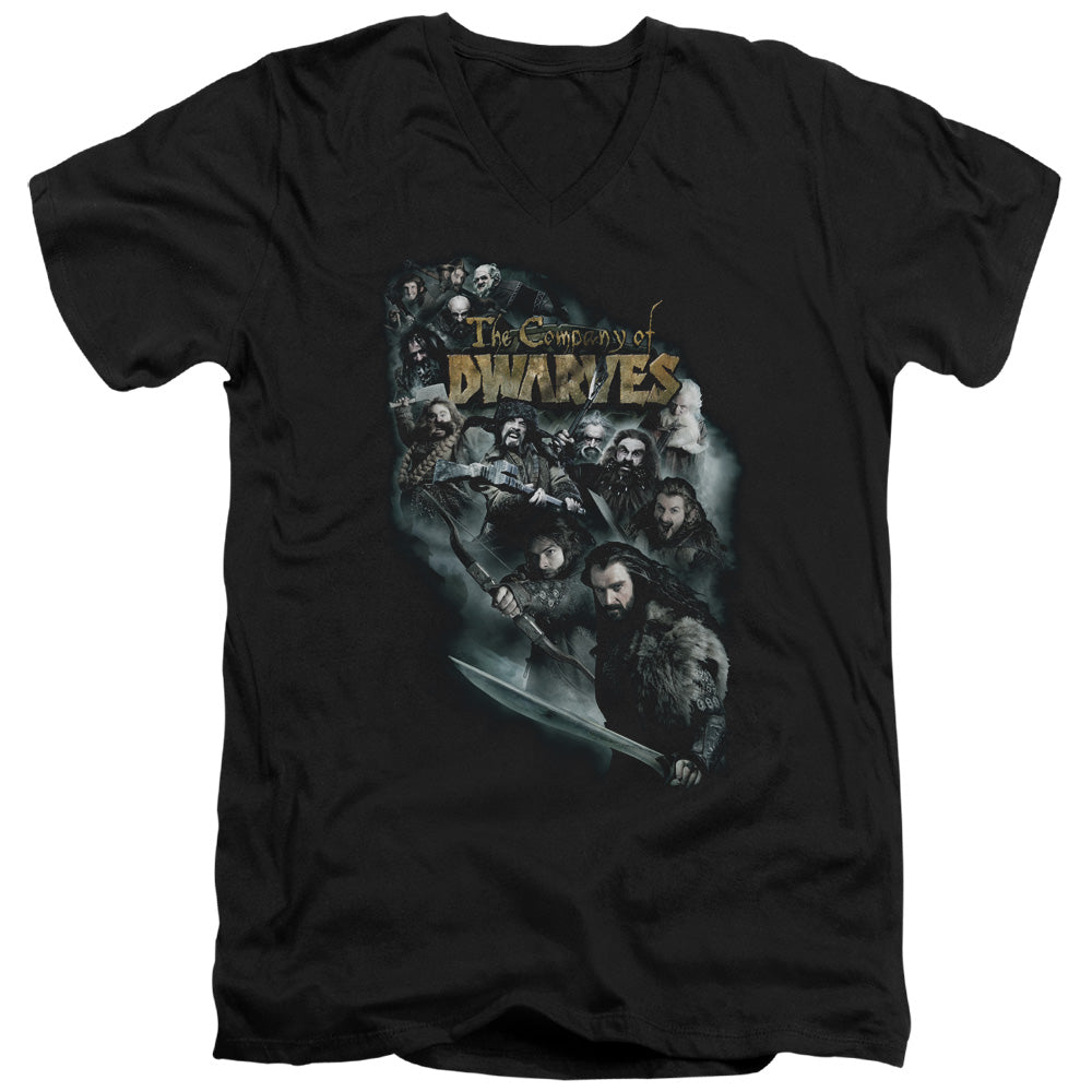 THE HOBBIT/COMPANY OF DWARVES - S/S ADULT V-NECK 30/1 - BLACK