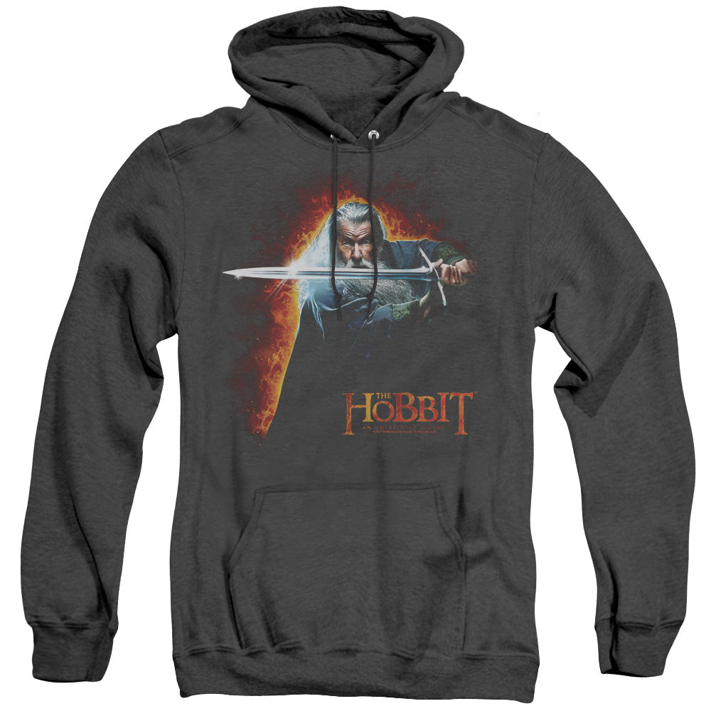 THE HOBBIT/SECRET FIRE - ADULT HEATHER HOODIE - BLACK