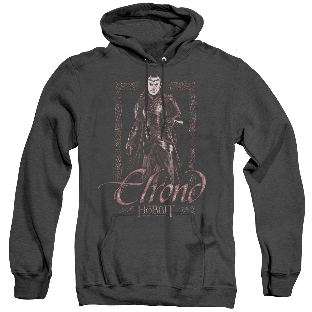 THE HOBBIT/ELROND STARE - ADULT HEATHER HOODIE - BLACK