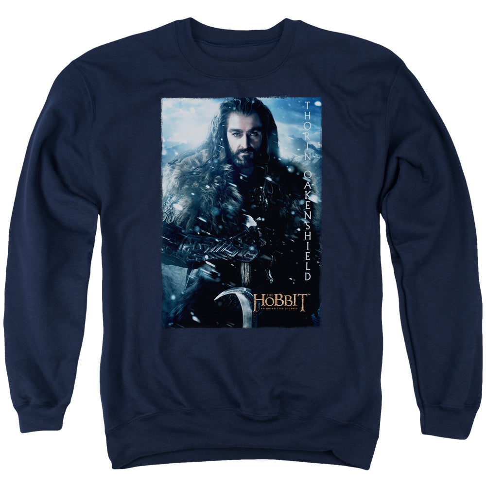 THE HOBBIT/THORIN POSTER - ADULT CREWNECK SWEATSHIRT - NAVY