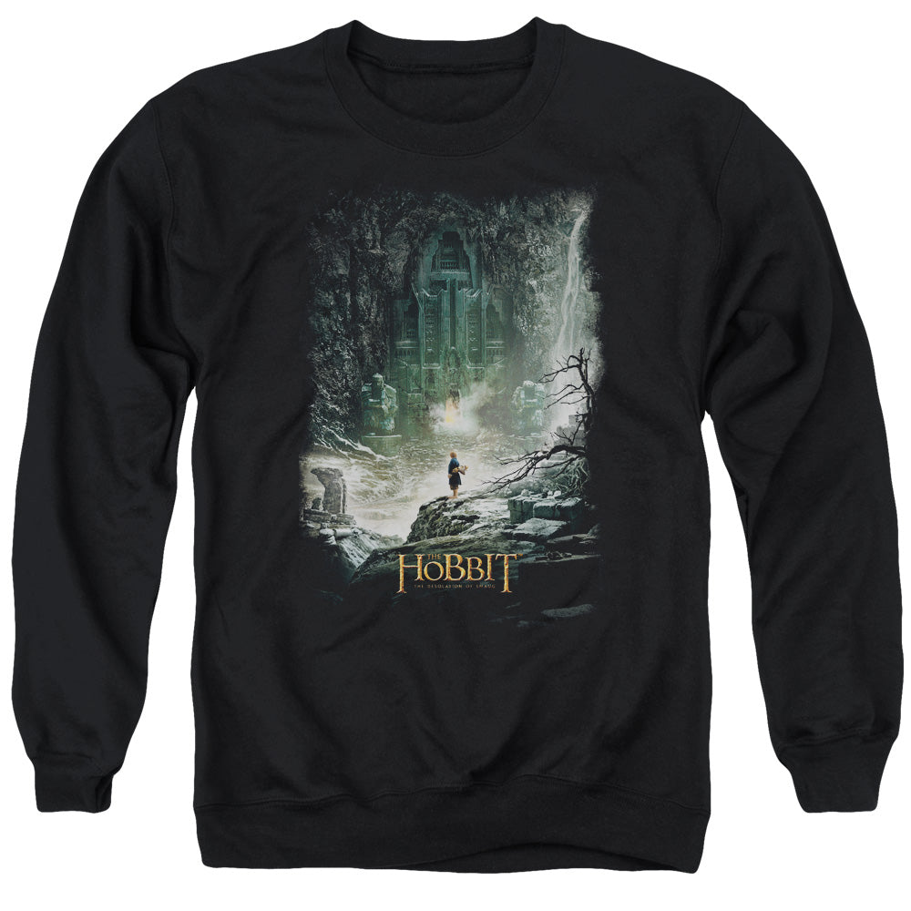 HOBBIT/AT SMAUG&#39;S DOOR - ADULT CREWNECK SWEATSHIRT - BLACK
