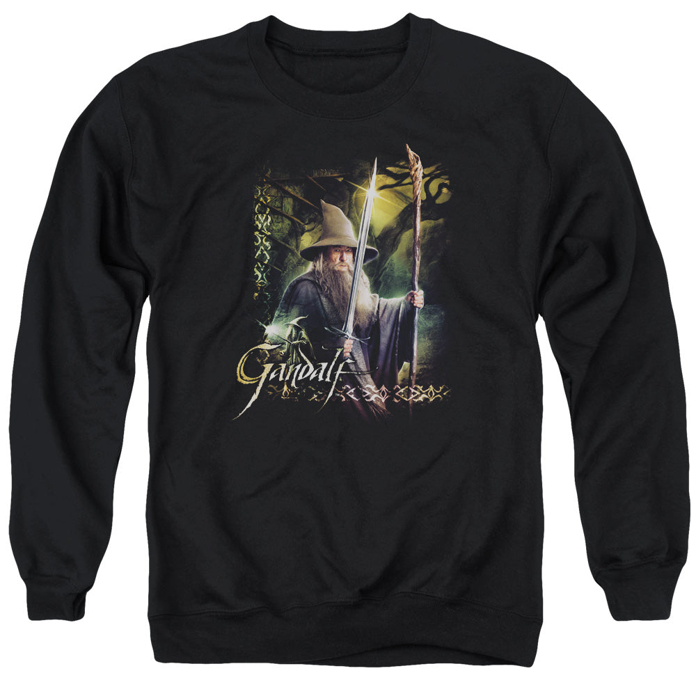 HOBBIT/SWORD AND STAFF - ADULT CREWNECK SWEATSHIRT - BLACK