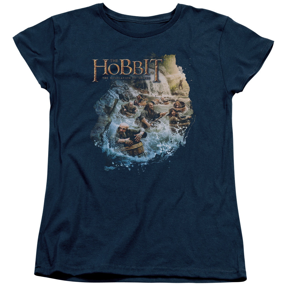 HOBBIT/BARRELING DOWN - S/S WOMENS TEE - NAVY