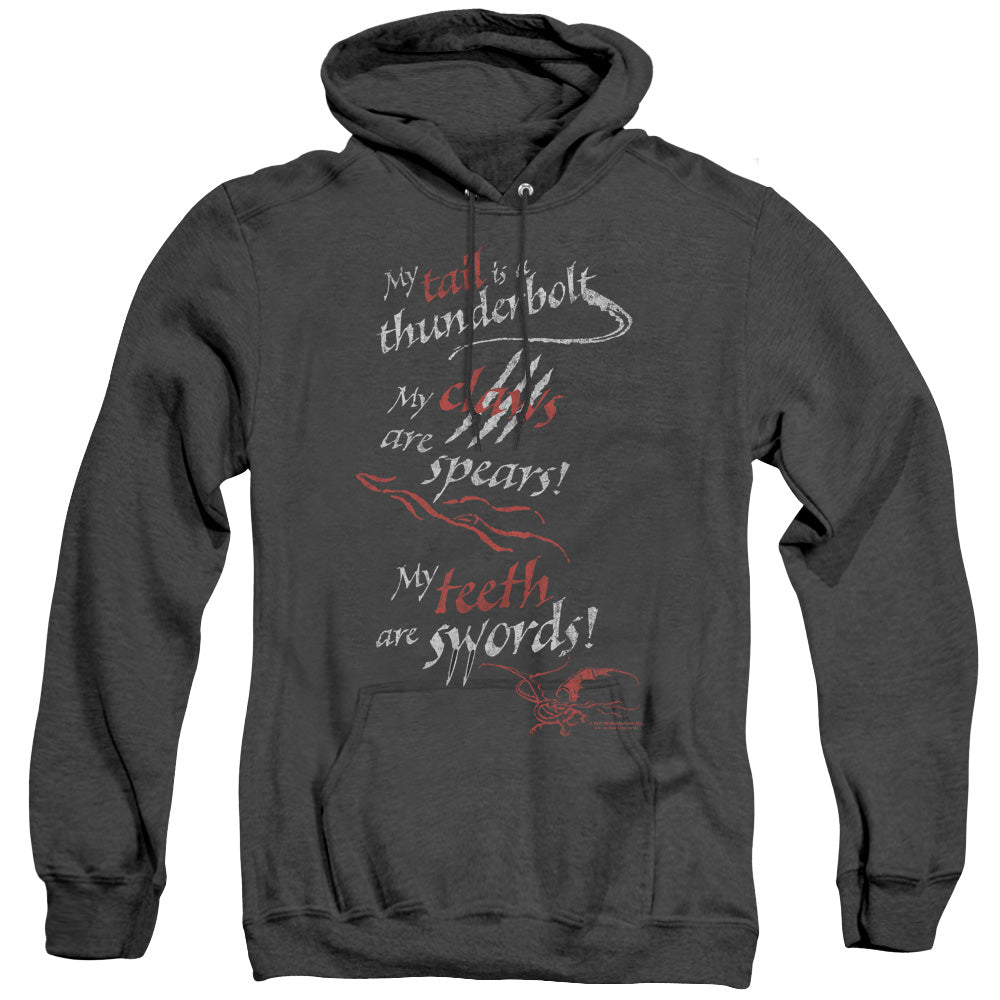 HOBBIT/TAIL CLAWS TEETH - ADULT HEATHER HOODIE - BLACK