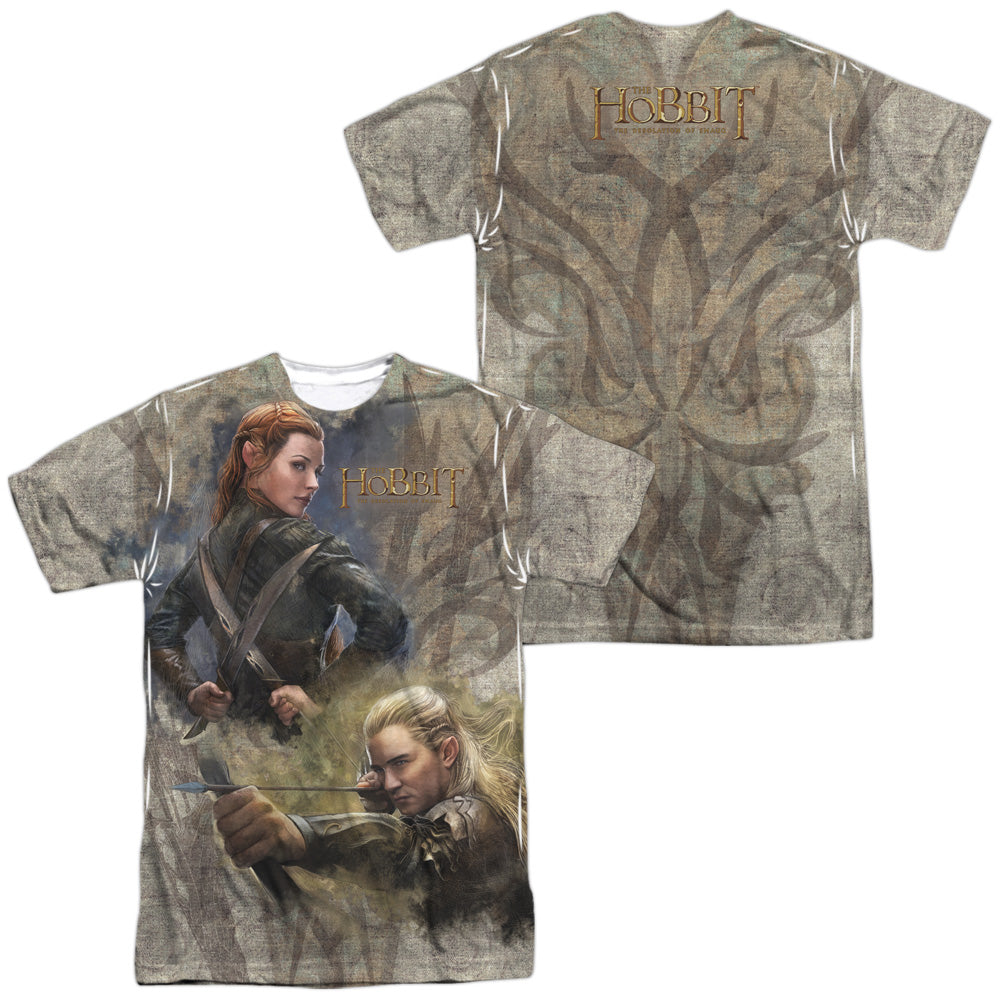HOBBIT/ELVES (FRONT/BACK PRINT) -  S/S ADULT POLY CREW - MULTI