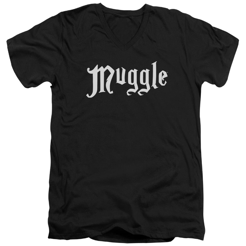 HARRY POTTER/MUGGLE - S/S ADULT V-NECK 30/1 - BLACK