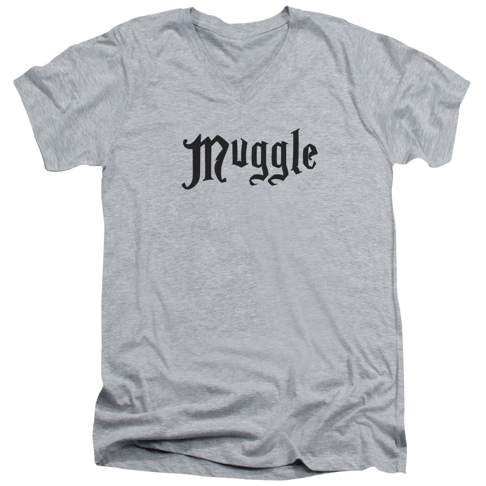 HARRY POTTER/MUGGLE - S/S ADULT V-NECK 30/1 - ATHLETIC HEATHER