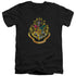 HARRY POTTER/HOGWARTS CREST - S/S ADULT V-NECK 30/1 - BLACK