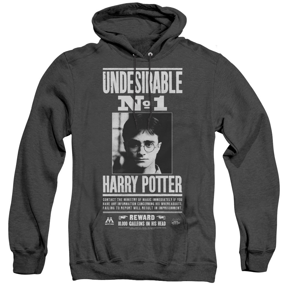 HARRY POTTER/UNDESIRABLE NO 1 - ADULT HEATHER HOODIE - BLACK