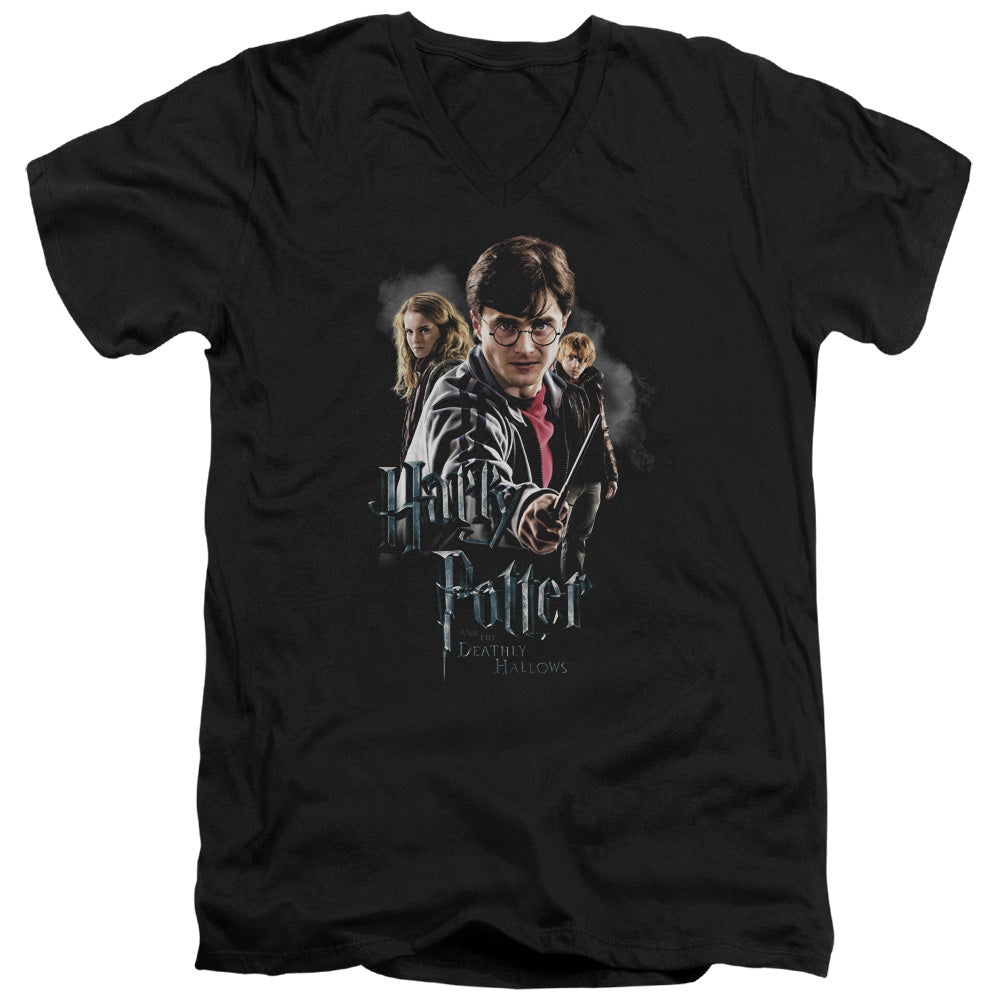 HARRY POTTER/DEATHLY HOLLOWS CAST - S/S ADULT V-NECK 30/1 - BLACK