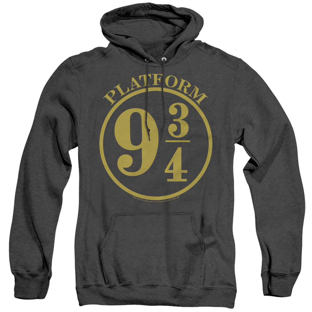 HARRY POTTER/9 3/4 - ADULT HEATHER HOODIE - BLACK