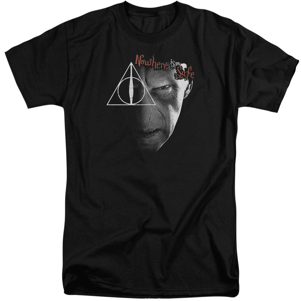HARRY POTTER/NOWHERE IS SAFE - S/S ADULT TALL 18/1 - BLACK