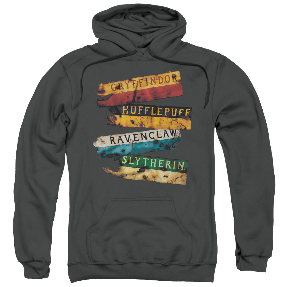 HARRY POTTER/BURNT BANNERS - ADULT PULLOVER HOODIE - CHARCOAL