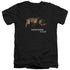 HARRY POTTER/BURNING HOGWARTS - S/S ADULT V-NECK 30/1 - BLACK