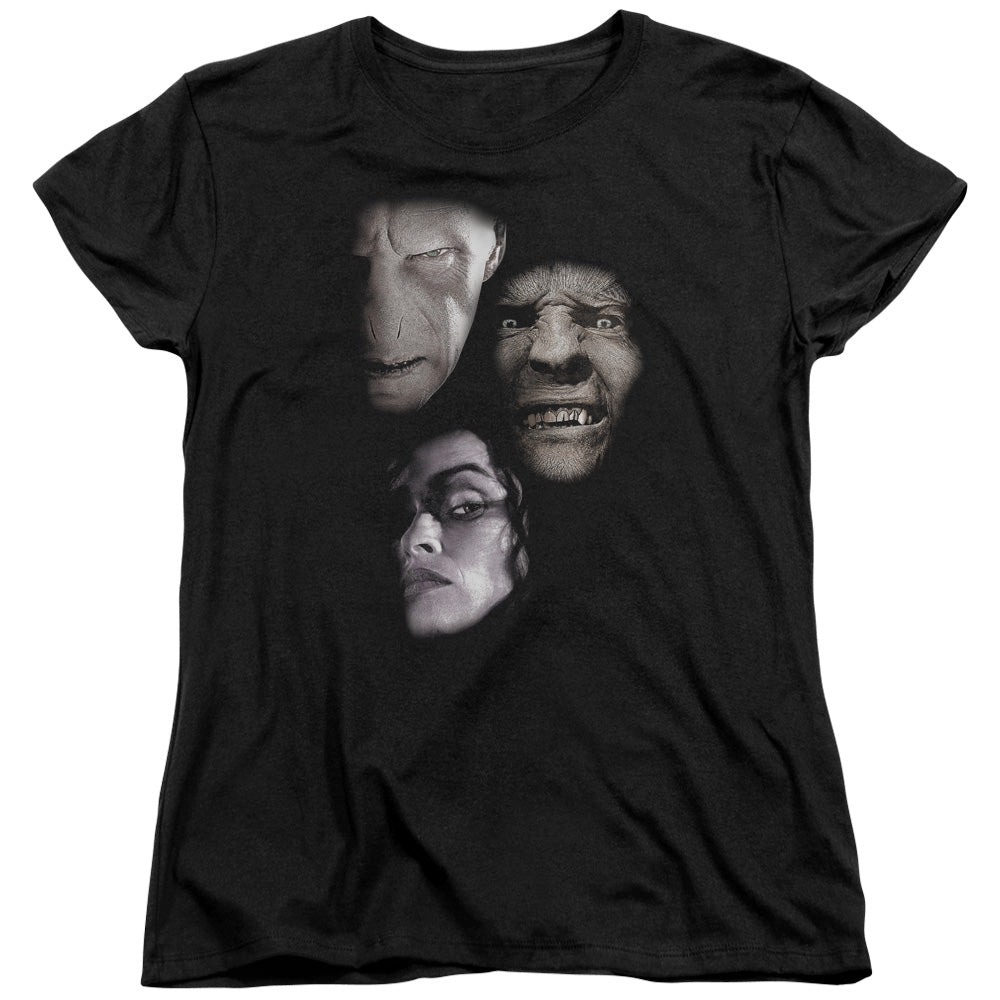 HARRY POTTER/VILLIAN HEADS - S/S WOMENS TEE - BLACK