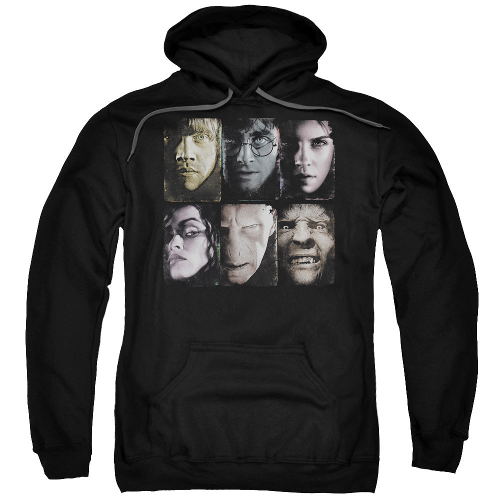 HARRY POTTER/HORIZONTAL HEADS - ADULT PULLOVER HOODIE - BLACK