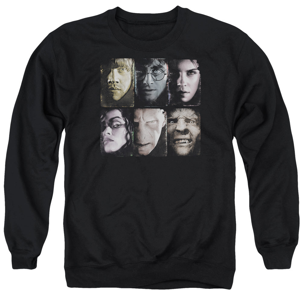 HARRY POTTER/HORIZONTAL HEADS - ADULT CREWNECK SWEATSHIRT - BLACK