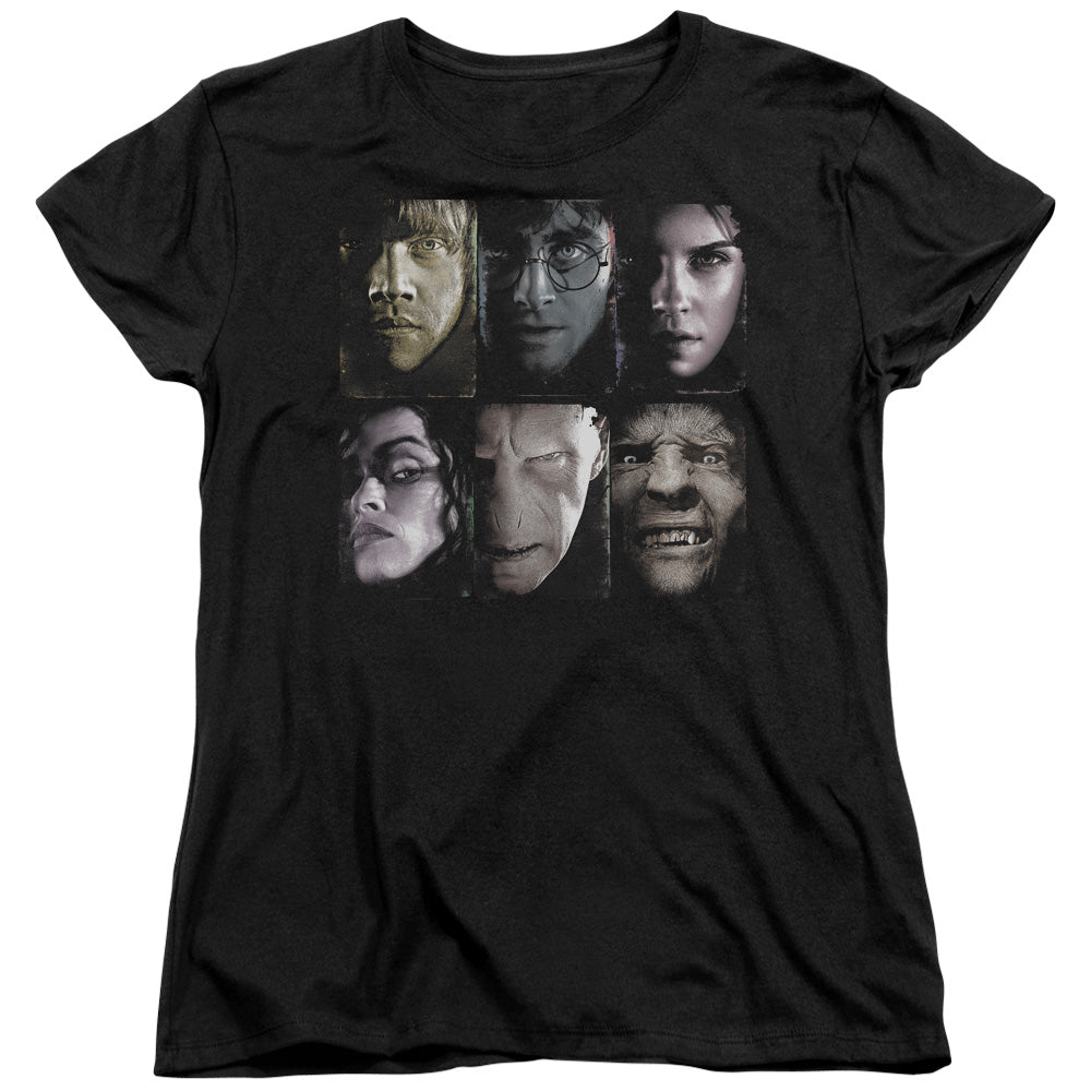 HARRY POTTER/HORIZONTAL HEADS - S/S WOMENS TEE - BLACK