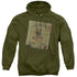 HARRY POTTER/BEEDLE THE BARD - ADULT PULLOVER HOODIE - MILITARY GREEN