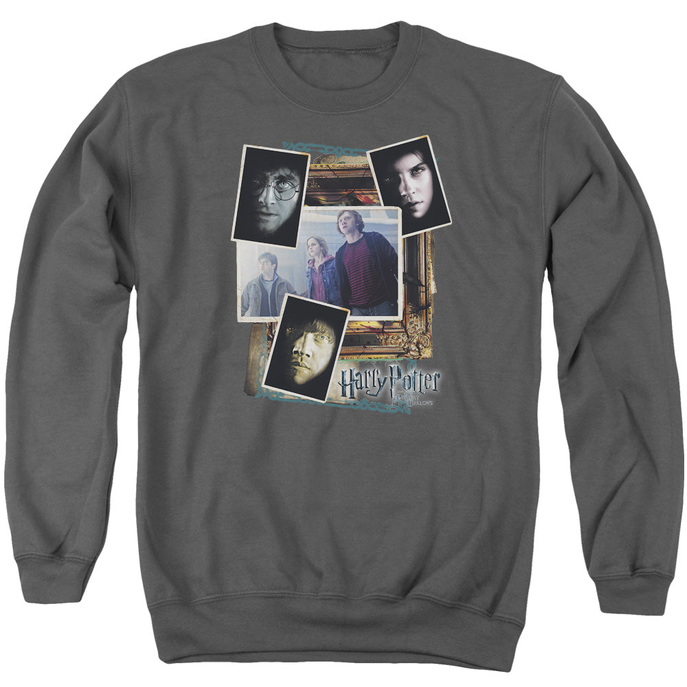 HARRY POTTER/TRIO COLLAGE - ADULT CREWNECK SWEATSHIRT - CHARCOAL