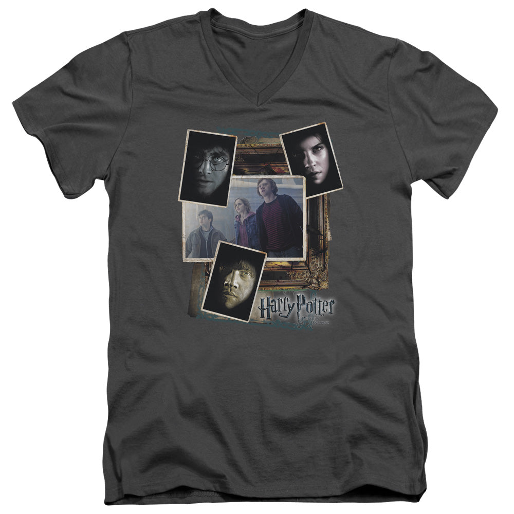 HARRY POTTER/TRIO COLLAGE - S/S ADULT V-NECK 30/1 - CHARCOAL