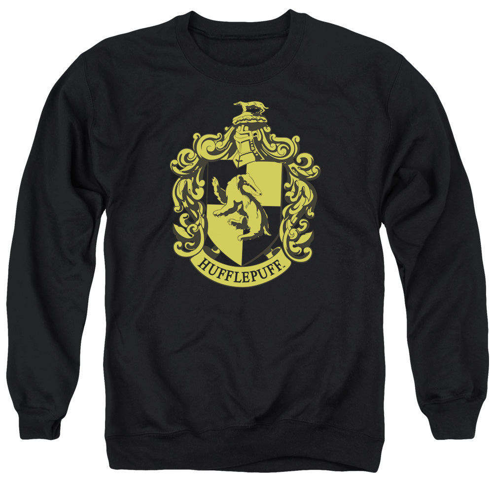 HARRY POTTER/HUFFLEPUFF CREST - ADULT CREWNECK SWEATSHIRT - BLACK
