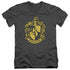 HARRY POTTER/HUFFLEPUFF CREST - S/S ADULT V-NECK 30/1 - CHARCOAL