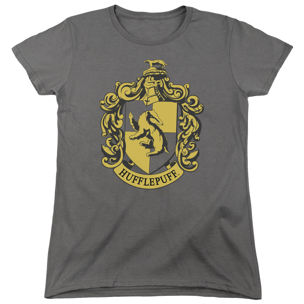 HARRY POTTER/HUFFLEPUFF CREST - S/S WOMENS TEE - CHARCOAL