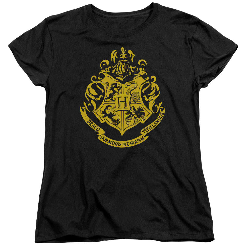 HARRY POTTER/HOGWARTS CREST - S/S WOMENS TEE - BLACK