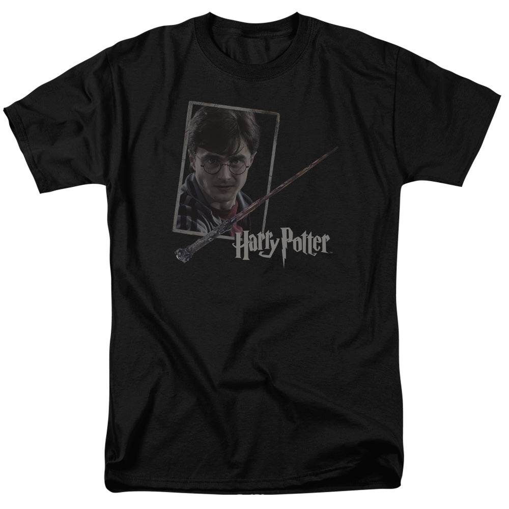 HARRY POTTER/HARRY'S WAND PORTRAIT - S/S ADULT 18/1 - BLACK