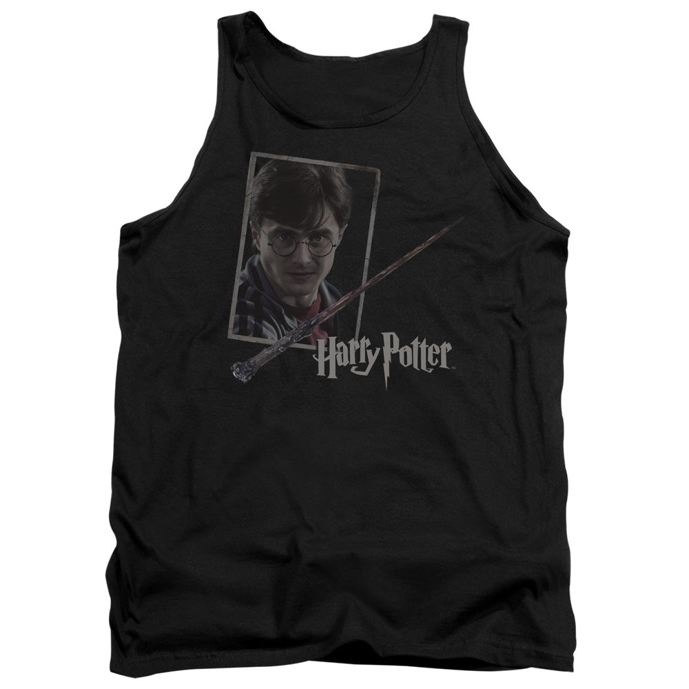 HARRY POTTER/HARRYS WAND PORTRAIT - ADULT TANK - BLACK